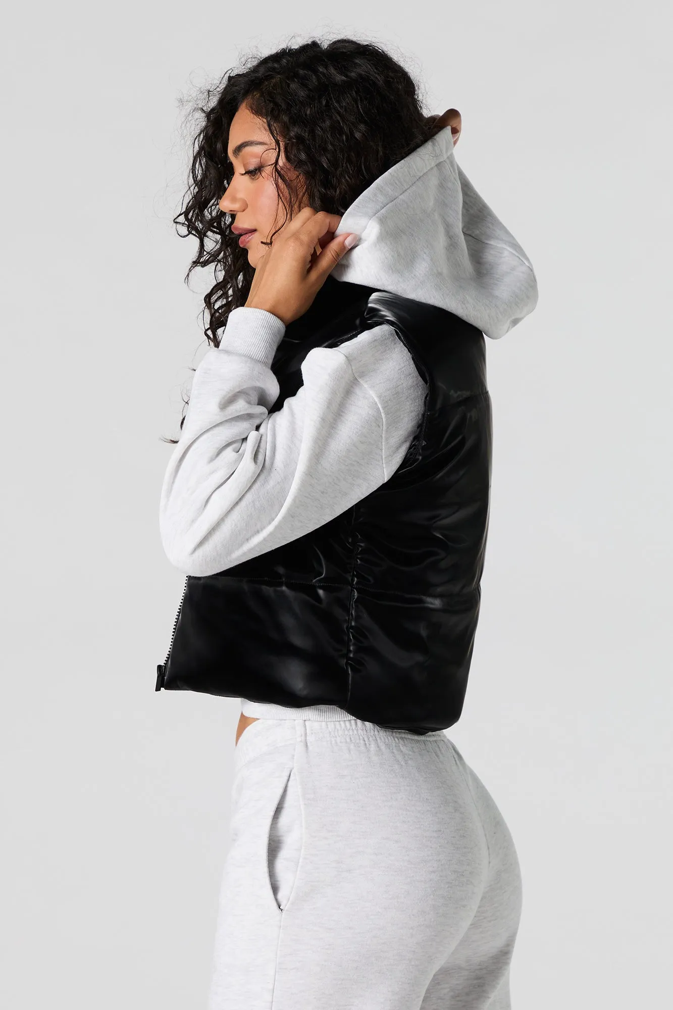 Shiny Faux Leather Puffer Vest sold by Urban Planet product image thumbnail 5