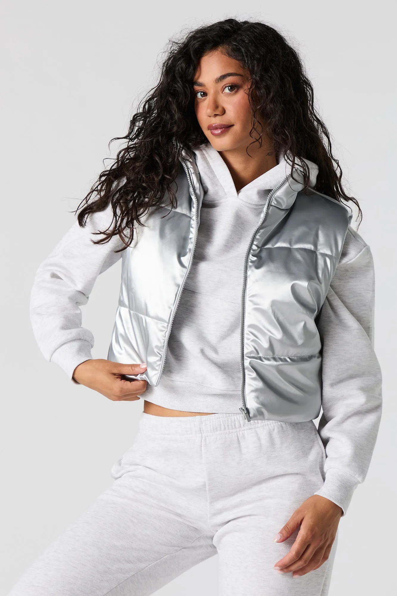 Shiny Faux Leather Puffer Vest sold by Urban Planet