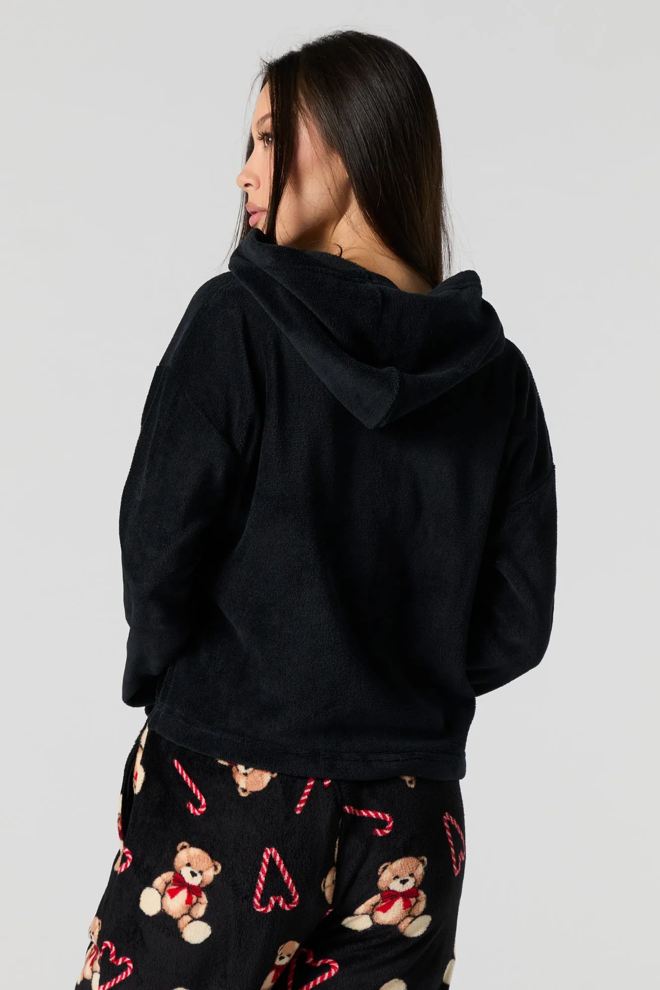 Christmas Embroidered Plush Pajama Hoodie sold by Urban Planet product image thumbnail 5