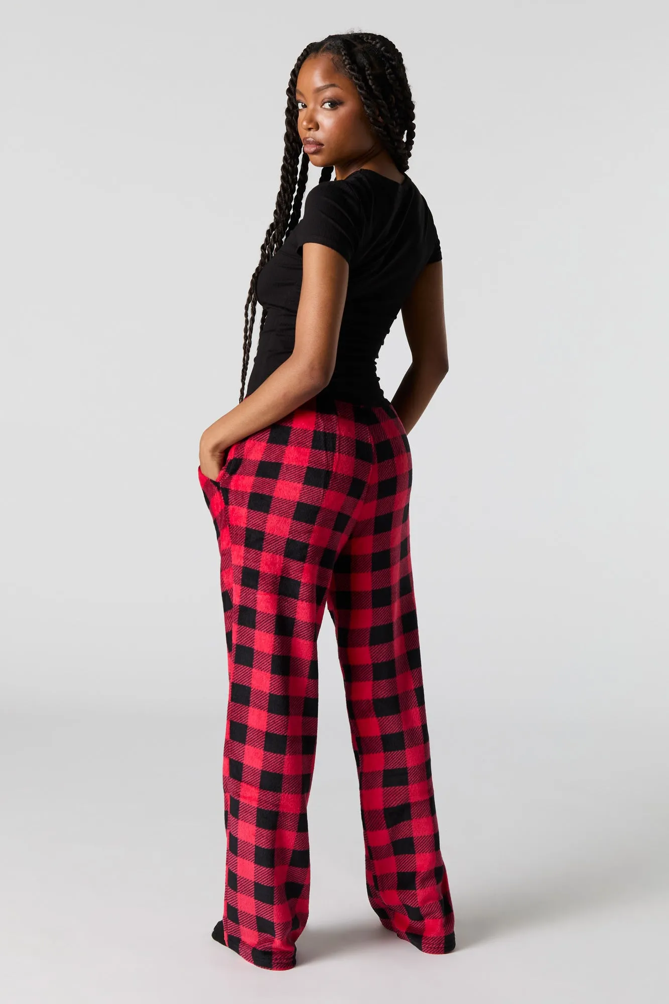 Plaid Plush Pajama Bottom sold by Urban Planet product image thumbnail 3
