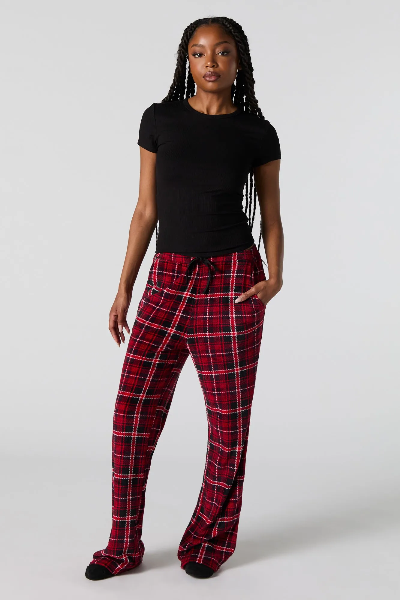 Plaid Plush Pajama Bottom sold by Urban Planet product image thumbnail 4