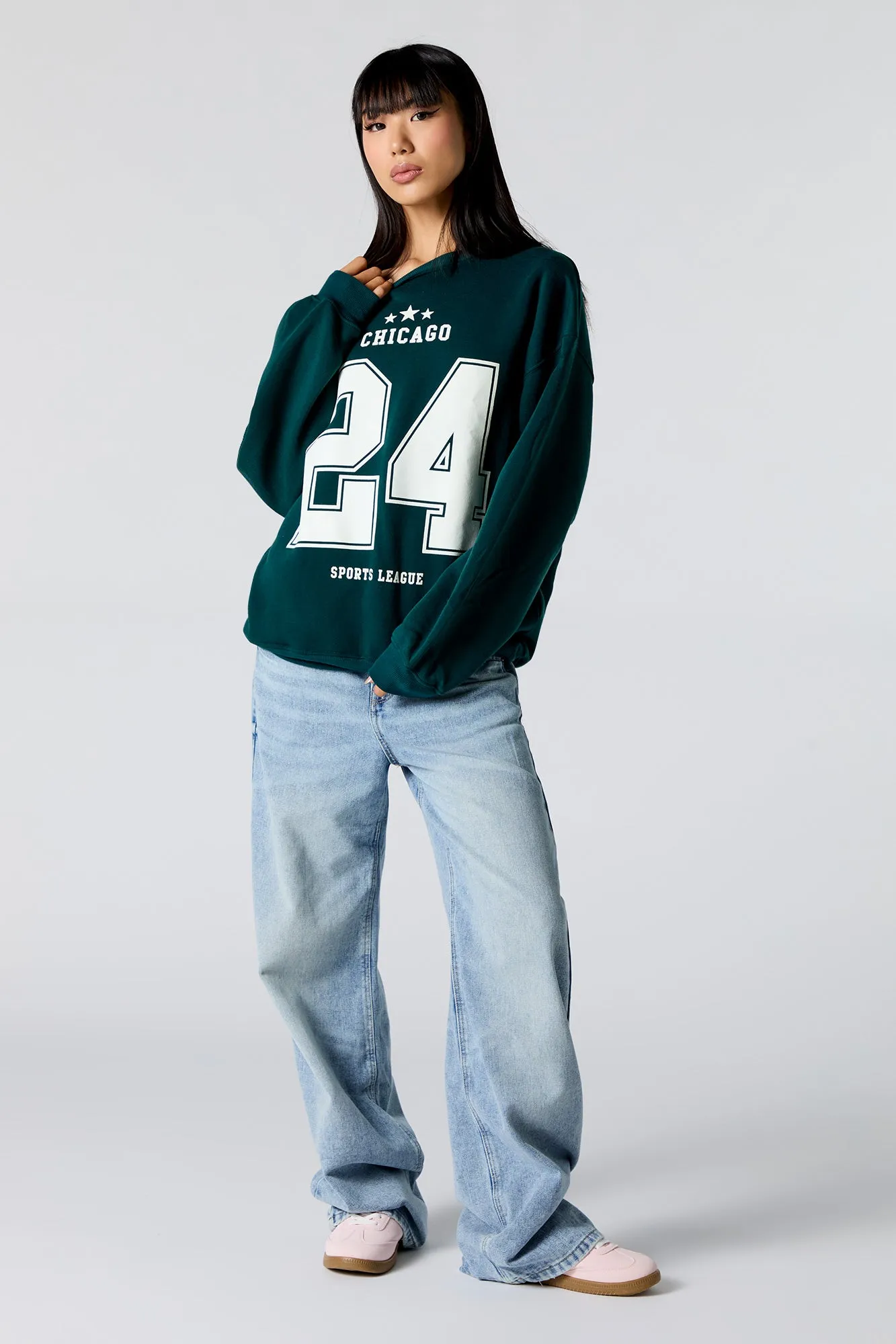 Chicago 24 Graphic Fleece Sweatshirt sold by Urban Planet product image thumbnail 3