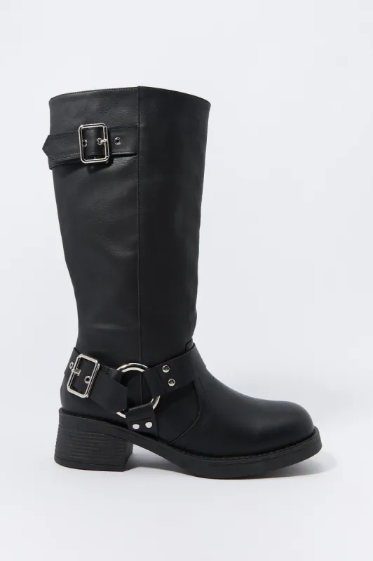 Faux Leather O-Ring Buckled Boots sold by Urban Planet