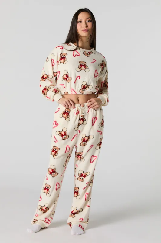 Christmas Print Plush 2 Piece Pajama Set sold by Urban Planet