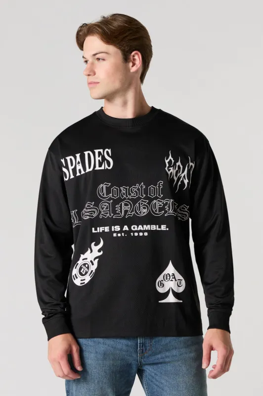 Life is a Gamble Graphic Mesh Long Sleeve Top made by Urban Planet
