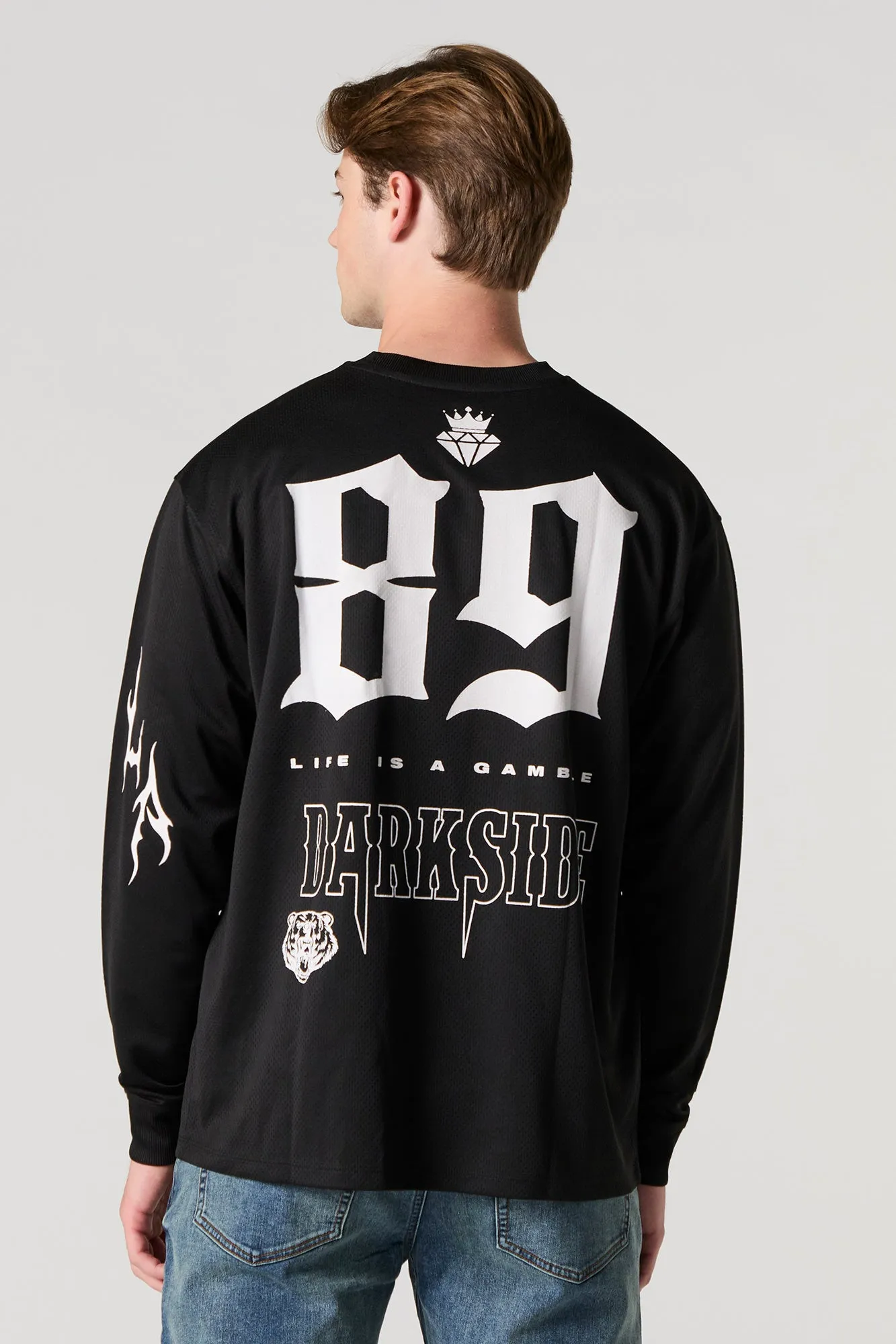 Haut à manches longues en filet avec imprimé Life is a Gamble sold by Urban Planet product image thumbnail 2