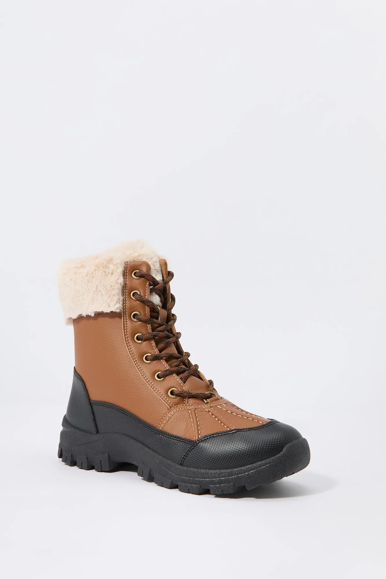 Faux Fur Collared Lace Up Boot sold by Urban Planet product image thumbnail 3