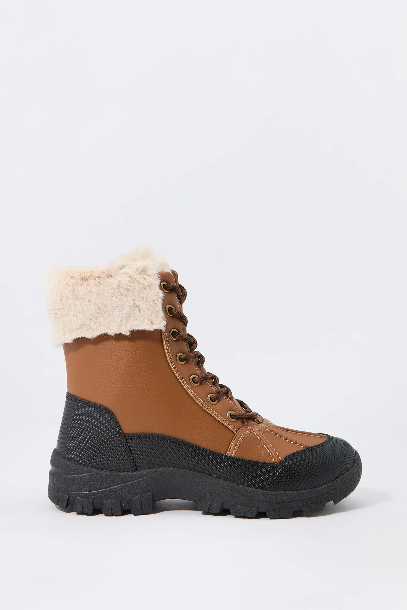 Faux Fur Collared Lace Up Boot sold by Urban Planet product image thumbnail 2
