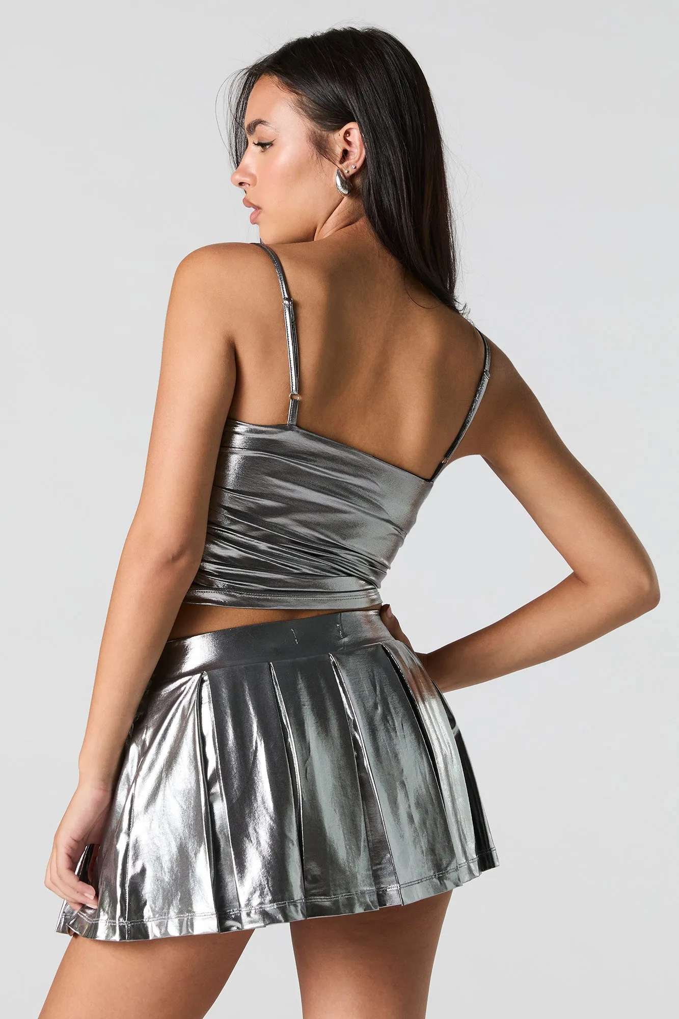 Metallic Pleated Mini Skort sold by Urban Planet product image thumbnail 2