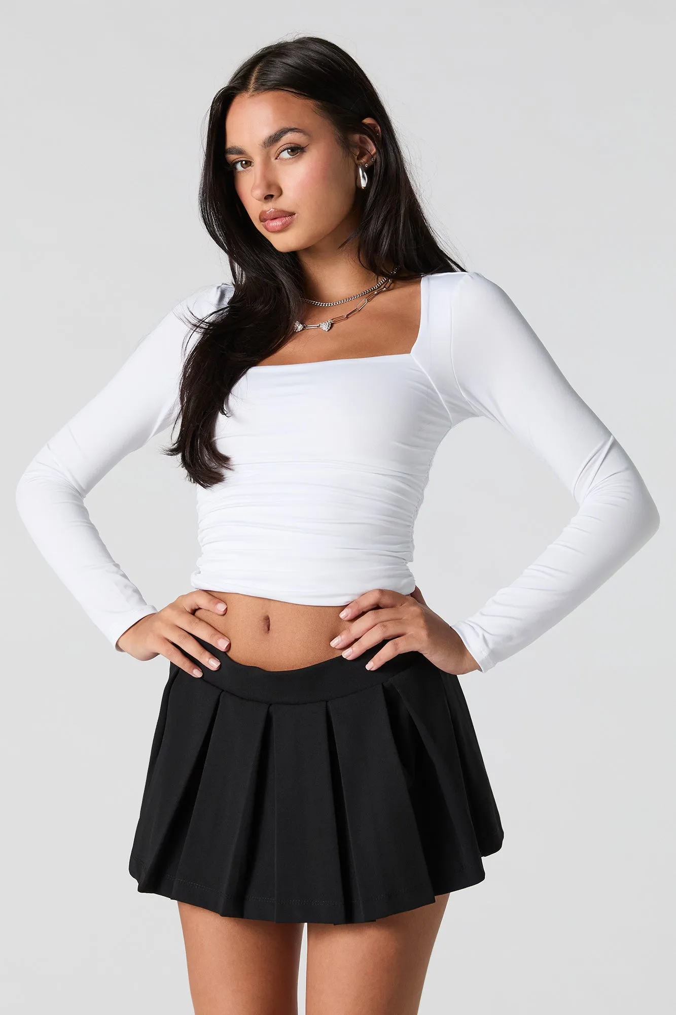 Crepe Pleated Mini Skort sold by Urban Planet