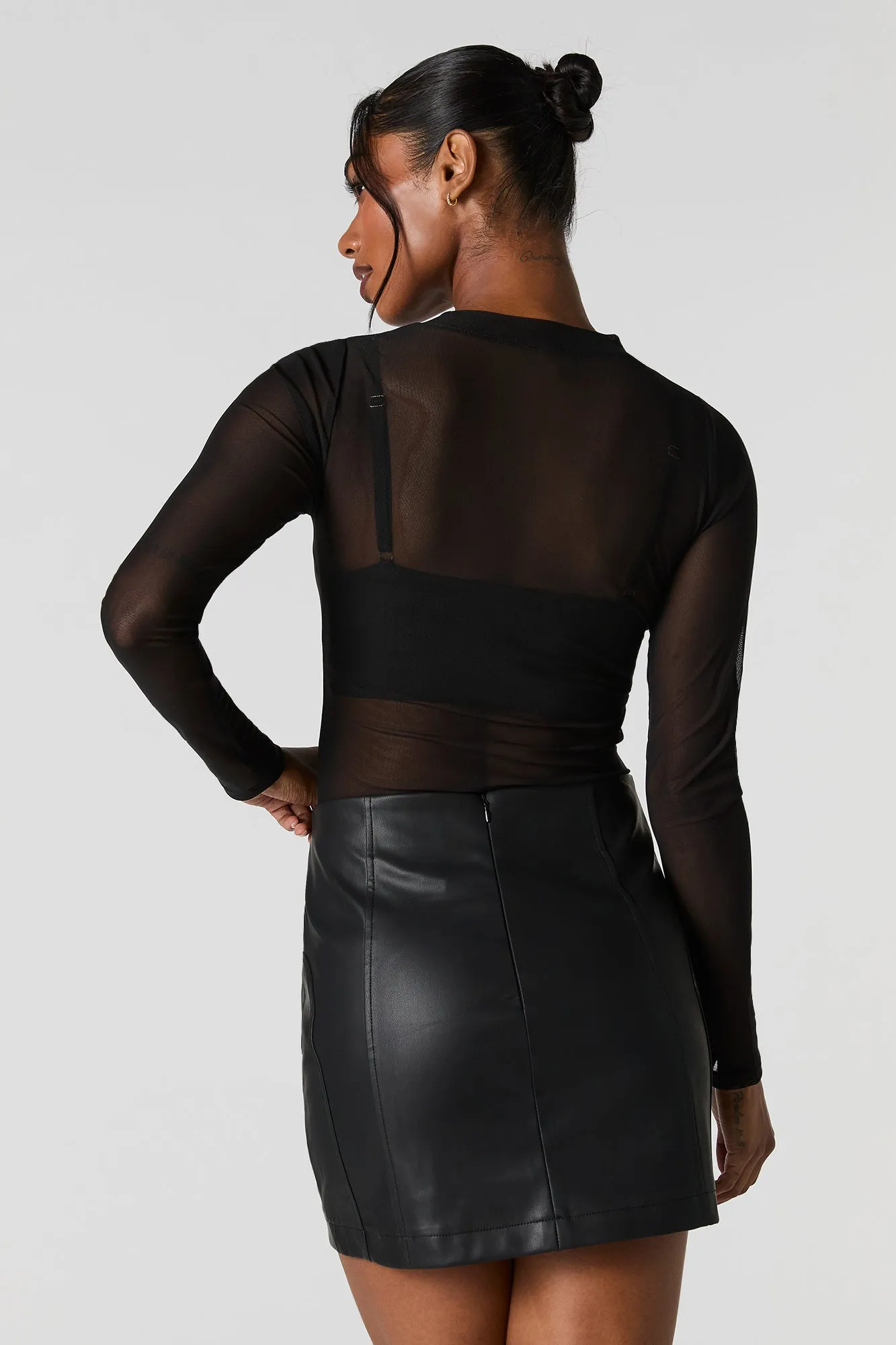 Faux Leather Exposed Seam Mini Skirt sold by Urban Planet product image thumbnail 5
