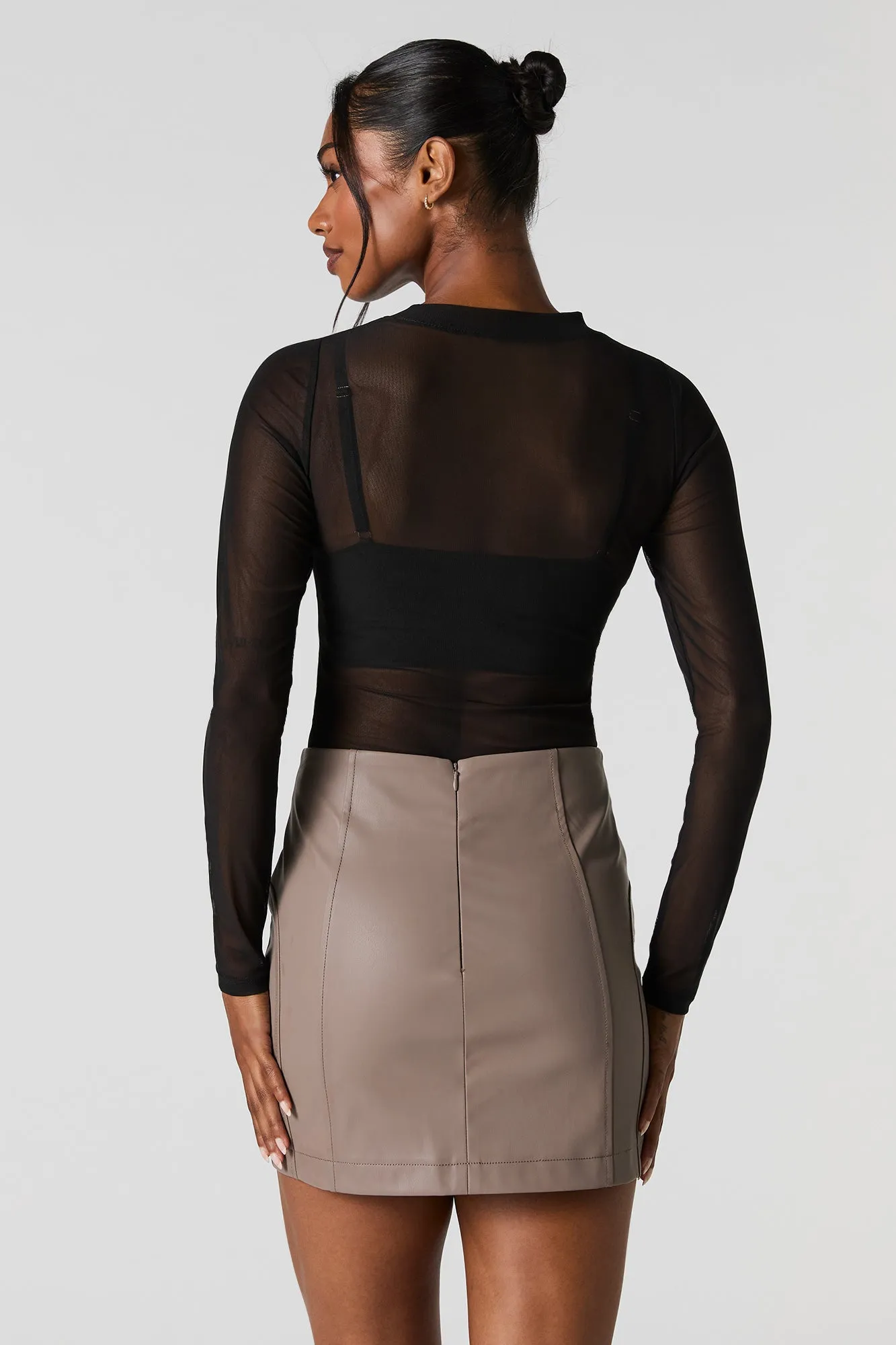 Faux Leather Exposed Seam Mini Skirt sold by Urban Planet product image thumbnail 2