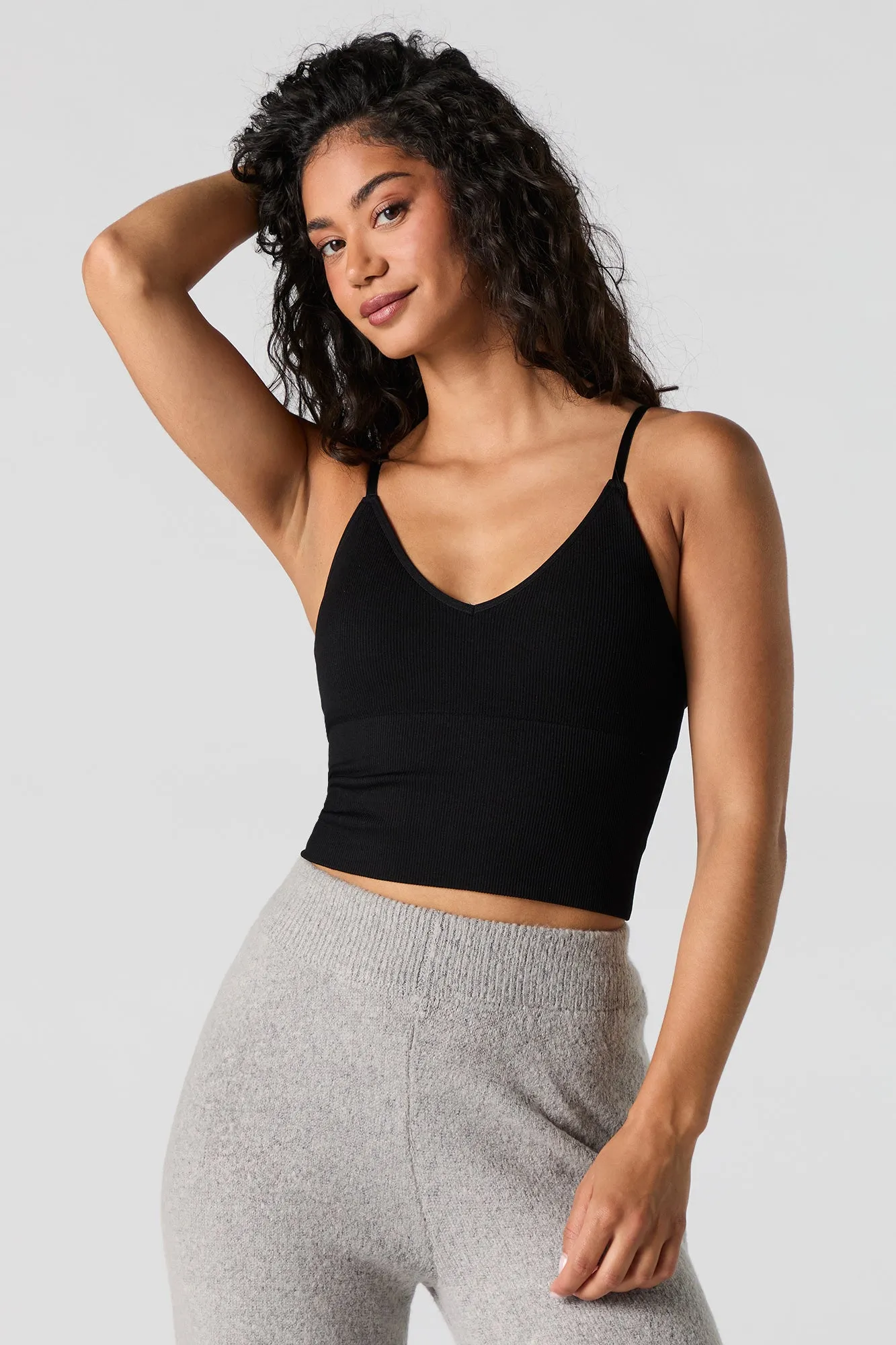 Camisole côtelée courte sans couture à encolure en V sold by Urban Planet product image thumbnail 4