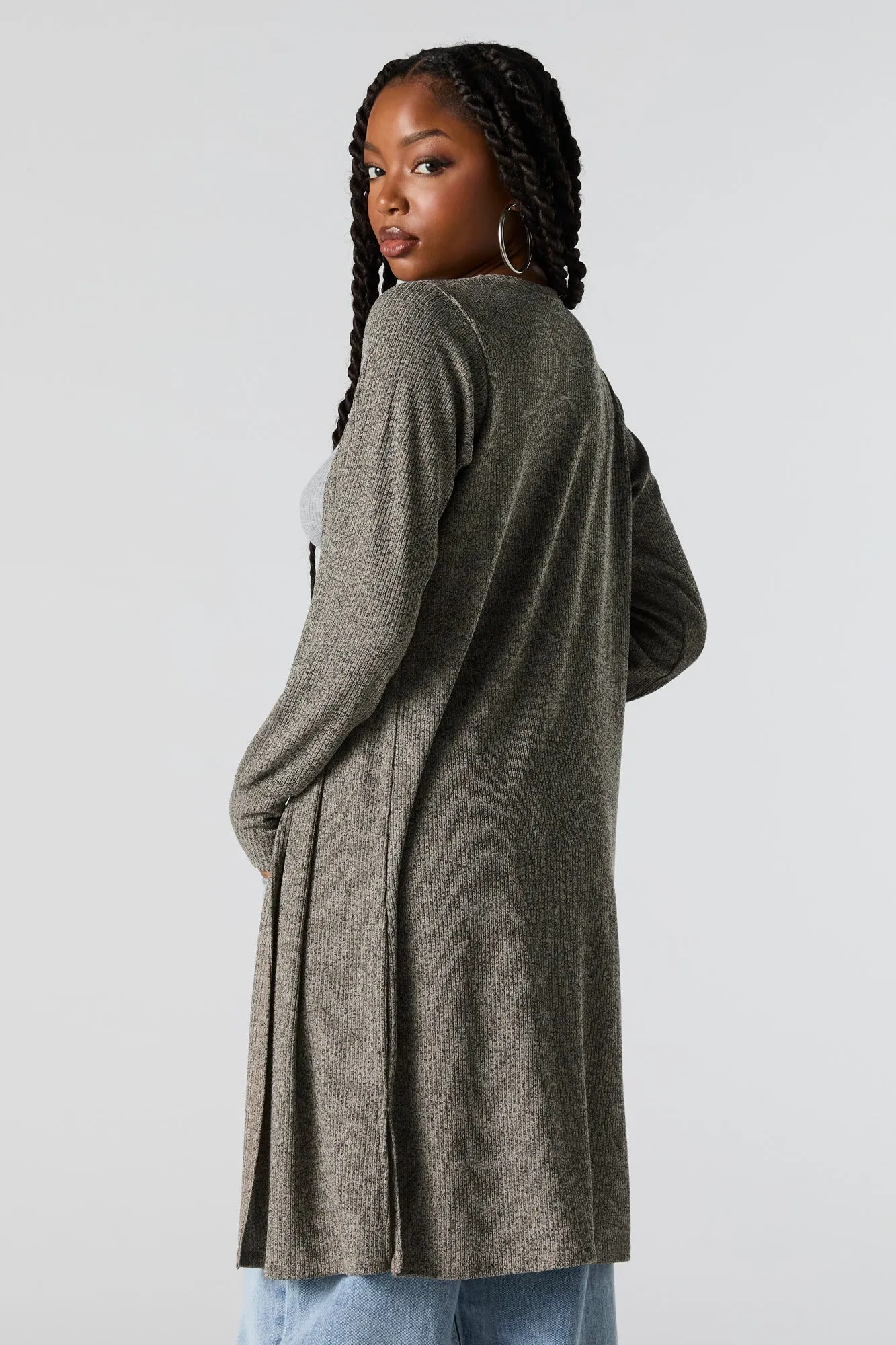 Ribbed Knit Longline Cardigan sold by Urban Planet product image thumbnail 2