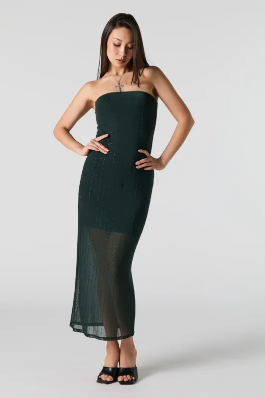 Rhinestone Mesh Strapless Midi Dress sold by Urban Planet