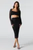 Rhinestone Mesh Tie Back Long Sleeve Crop Top sold by Urban Planet