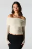 Rhinestone Mesh Off Shoulder Long Sleeve Top sold by Urban Planet