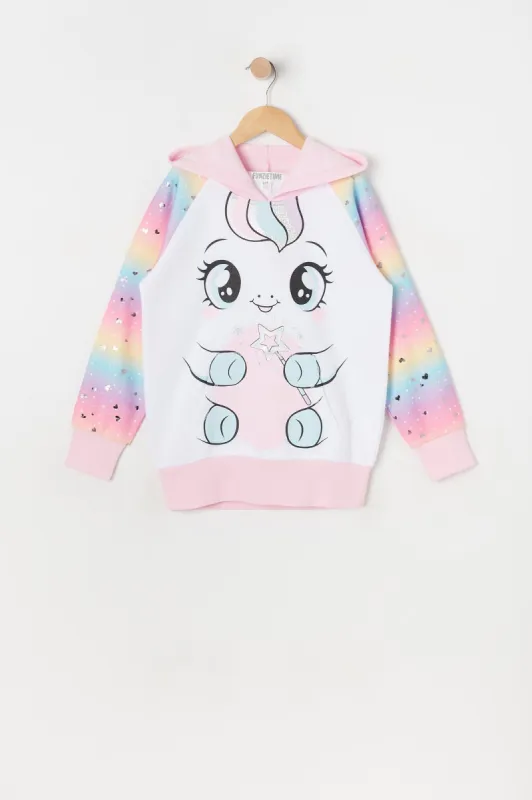 Girls Unicorn Graphic Fleece Hoodie sold by Urban Planet