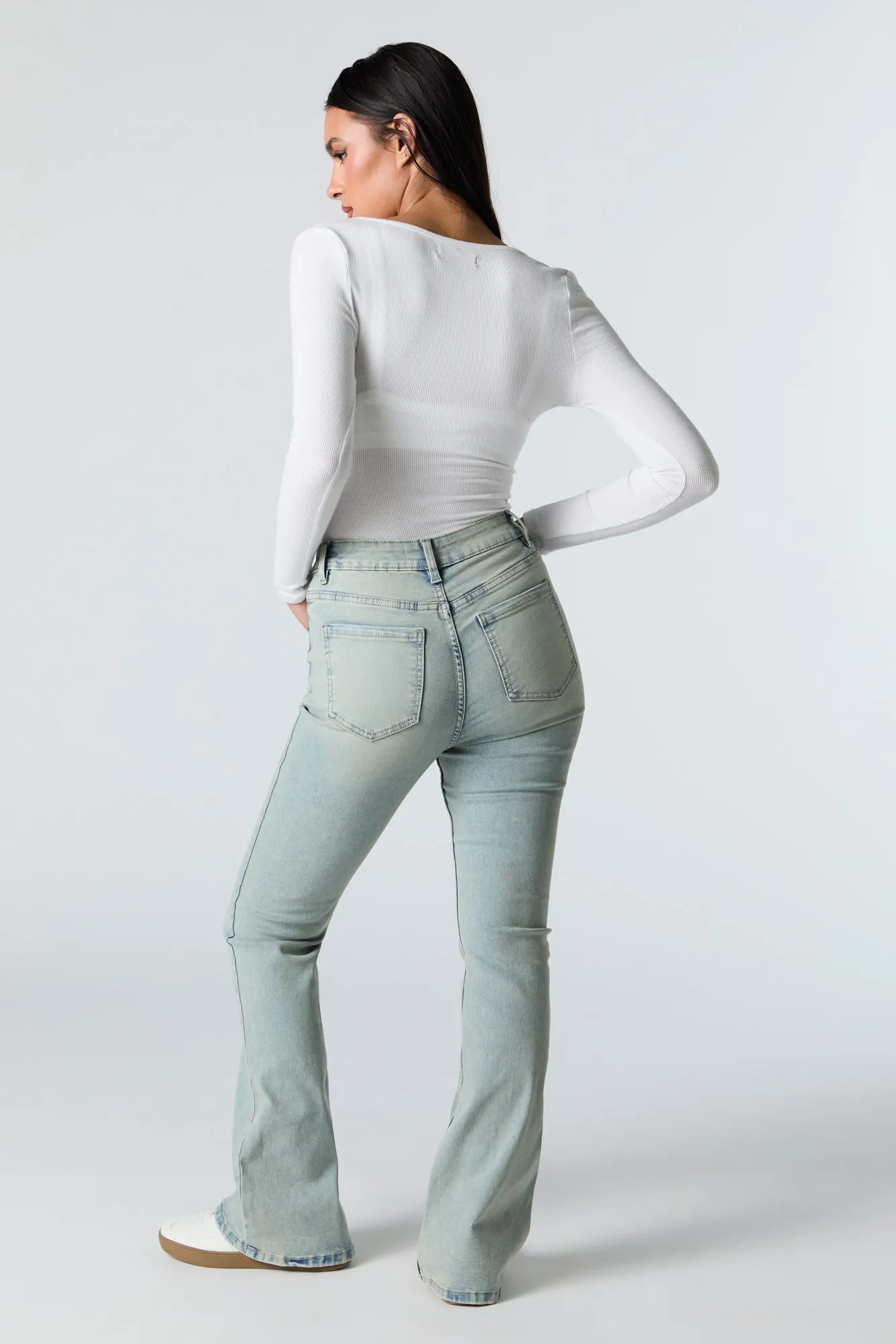 Vintage Medium Wash High Rise Flare Jean sold by Urban Planet product image thumbnail 3