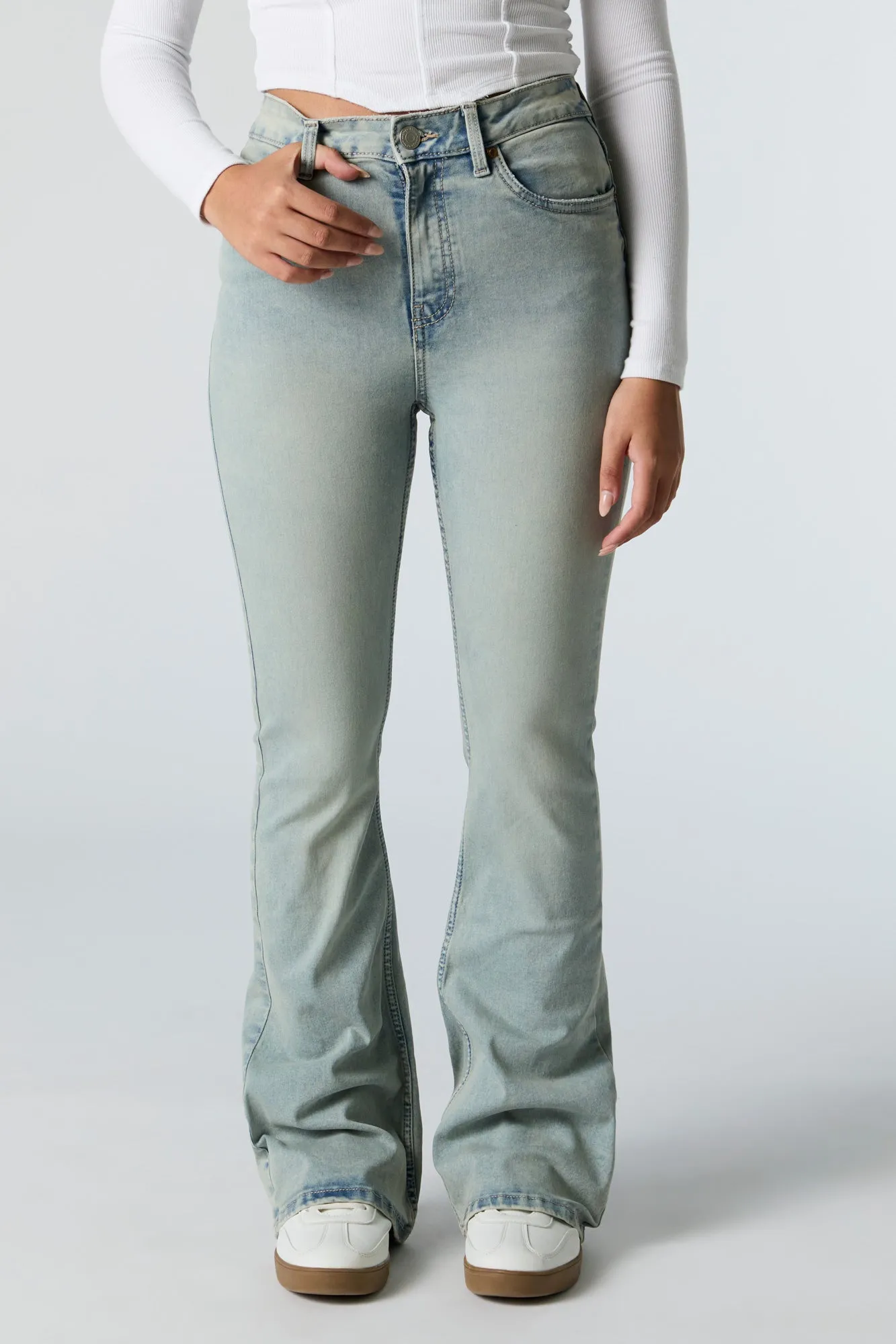 Vintage Medium Wash High Rise Flare Jean sold by Urban Planet product image thumbnail 2