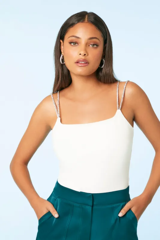 Rhinestone Cami Bodysuit made by Forever 21