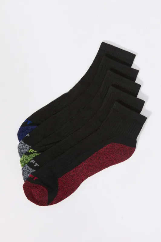 Athletic Black Marble Bottom Quarter Socks (5 Pack) sold by Urban Planet