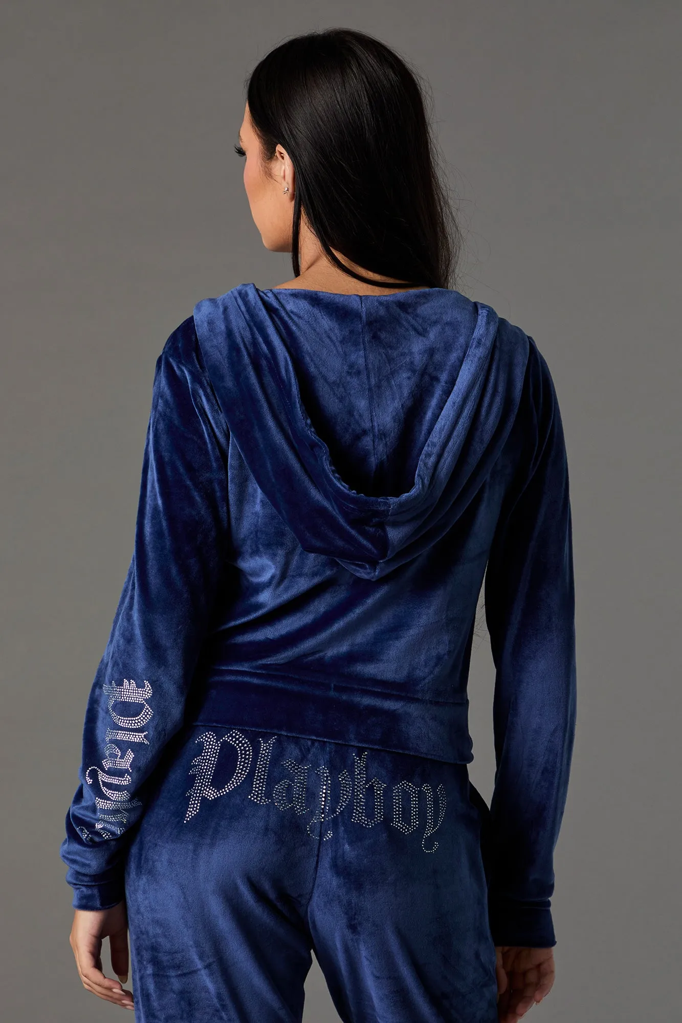 Playboy Rhinestone Velour Zip-Up Hoodie sold by Urban Planet product image thumbnail 2