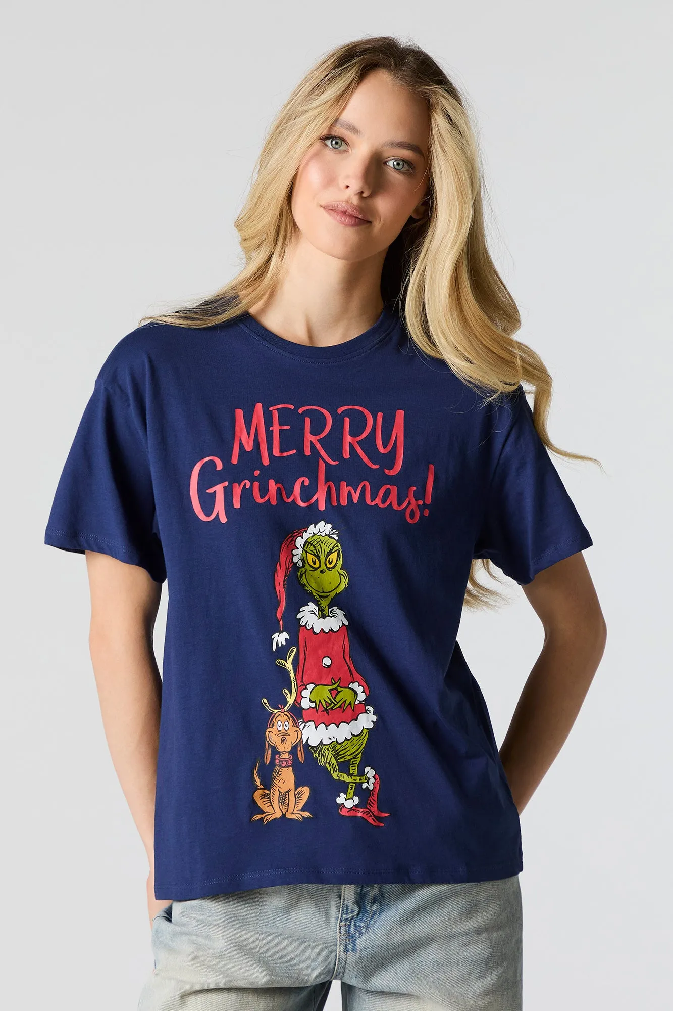Merry Grinchmas Graphic Boyfriend T-Shirt sold by Urban Planet