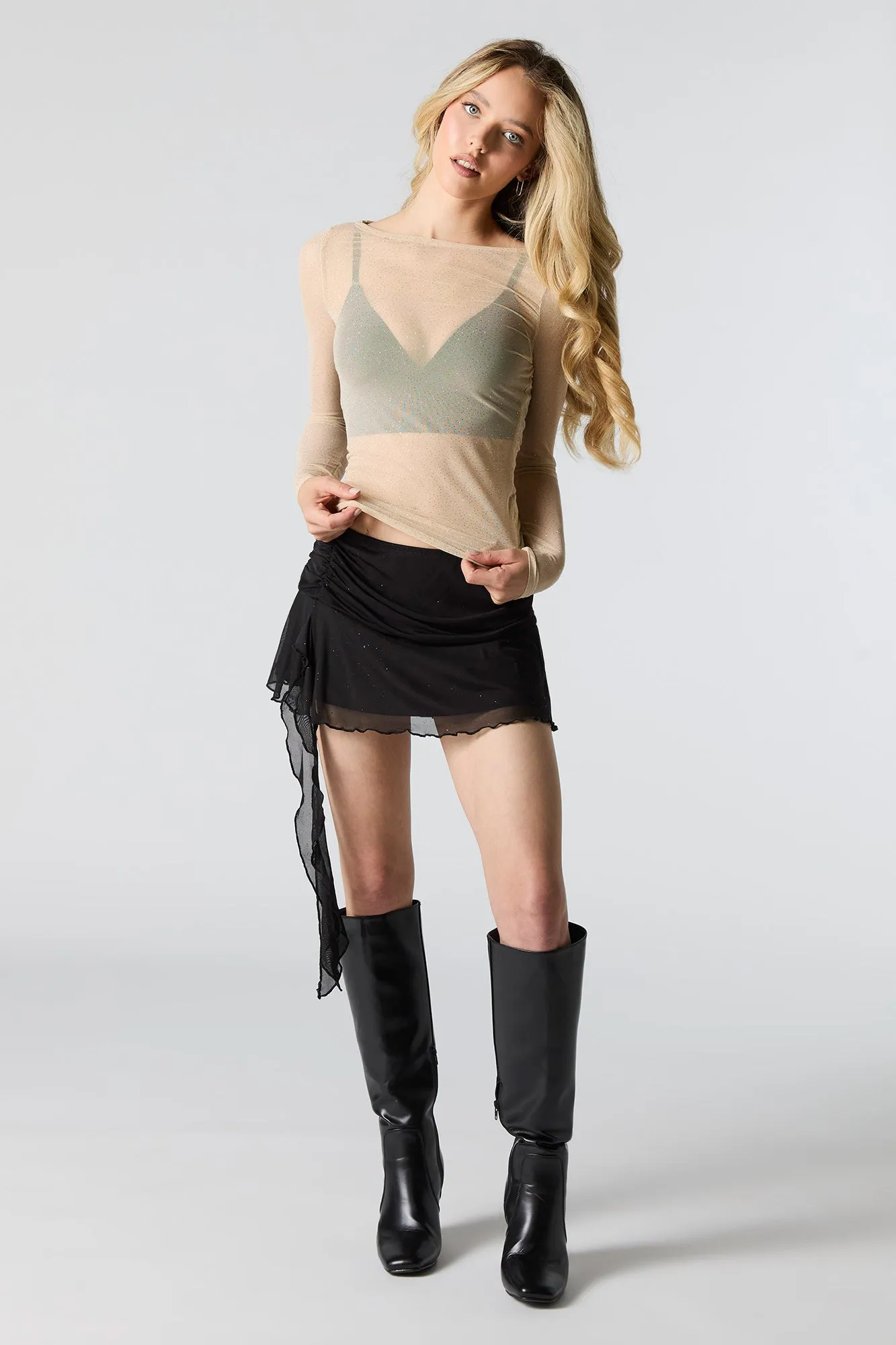 Mesh Sparkle Long Sleeve Top sold by Urban Planet product image thumbnail 3