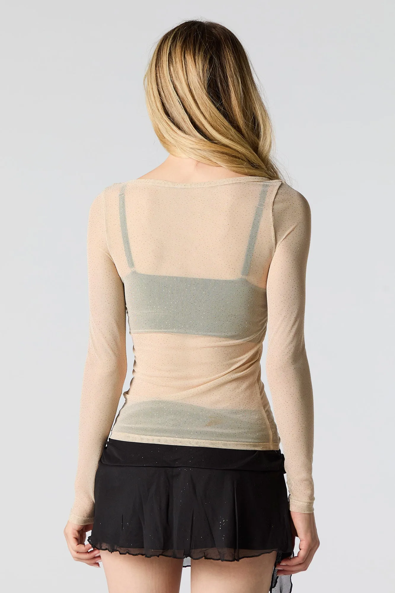 Haut à manches longues en filet scintillant sold by Urban Planet product image thumbnail 2