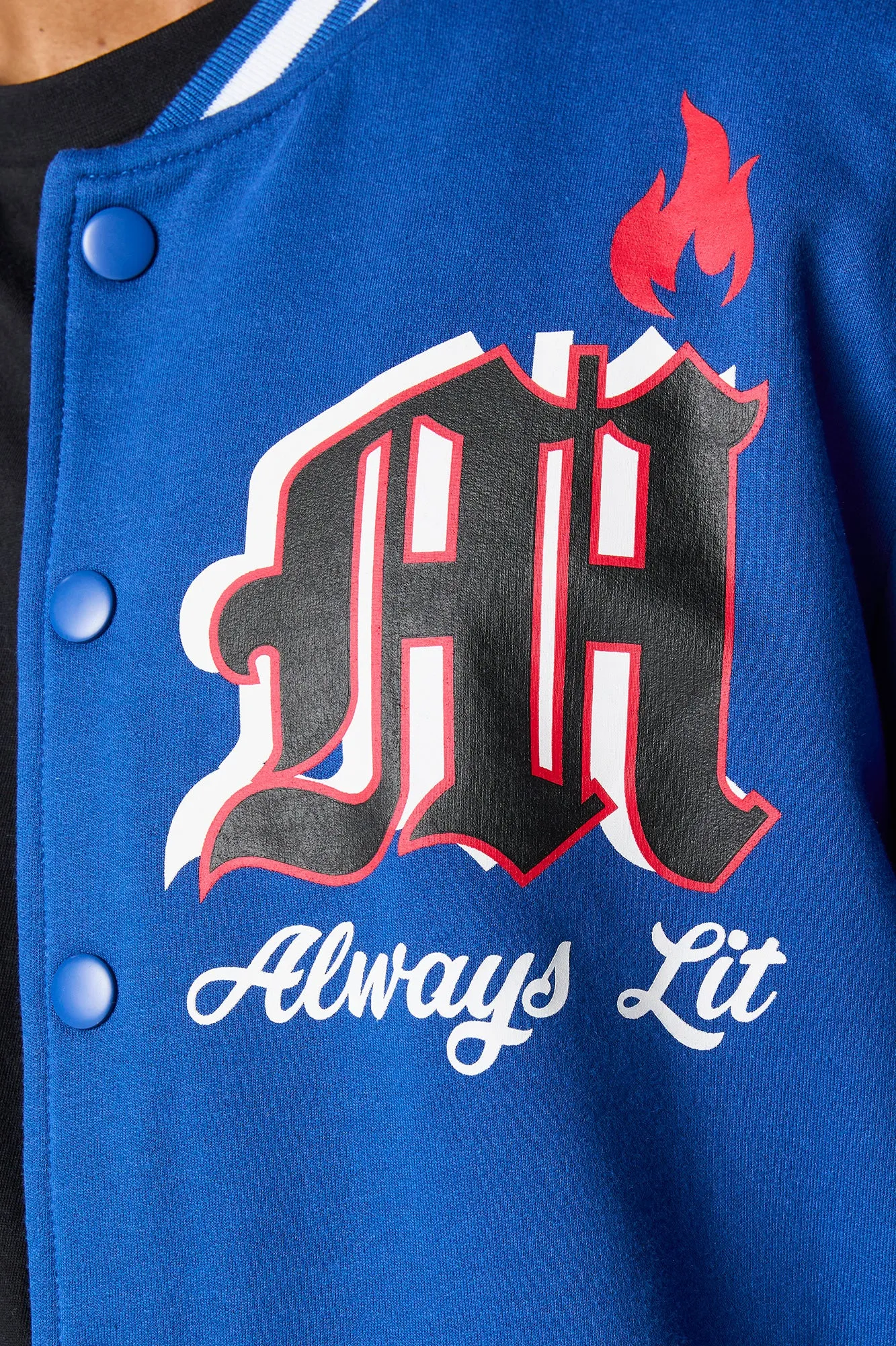 Graphic Fleece Varsity Jacket sold by Urban Planet product image thumbnail 4