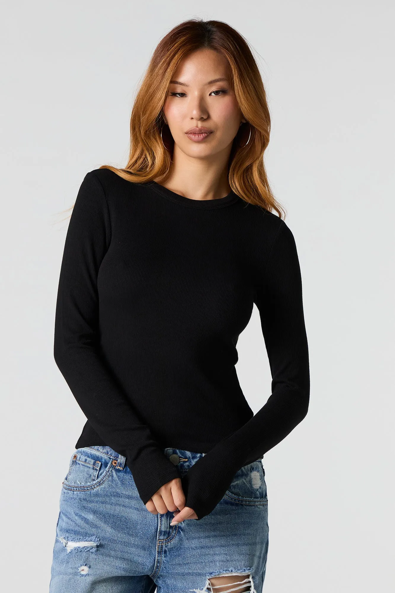 Ribbed Crewneck Long Sleeve Top sold by Urban Planet product image thumbnail 4