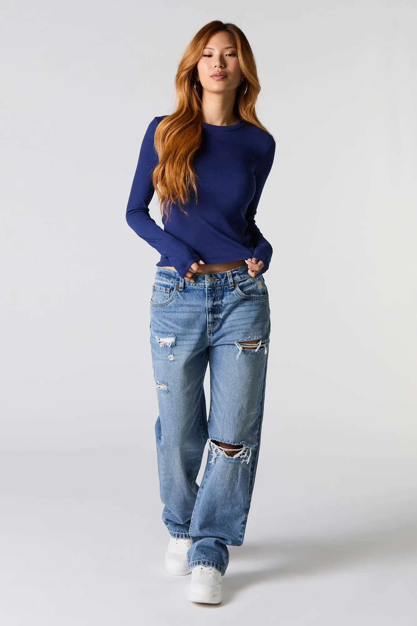 Ribbed Crewneck Long Sleeve Top sold by Urban Planet product image thumbnail 3