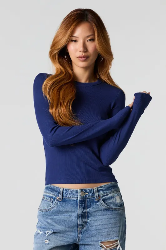 Ribbed Crewneck Long Sleeve Top sold by Urban Planet