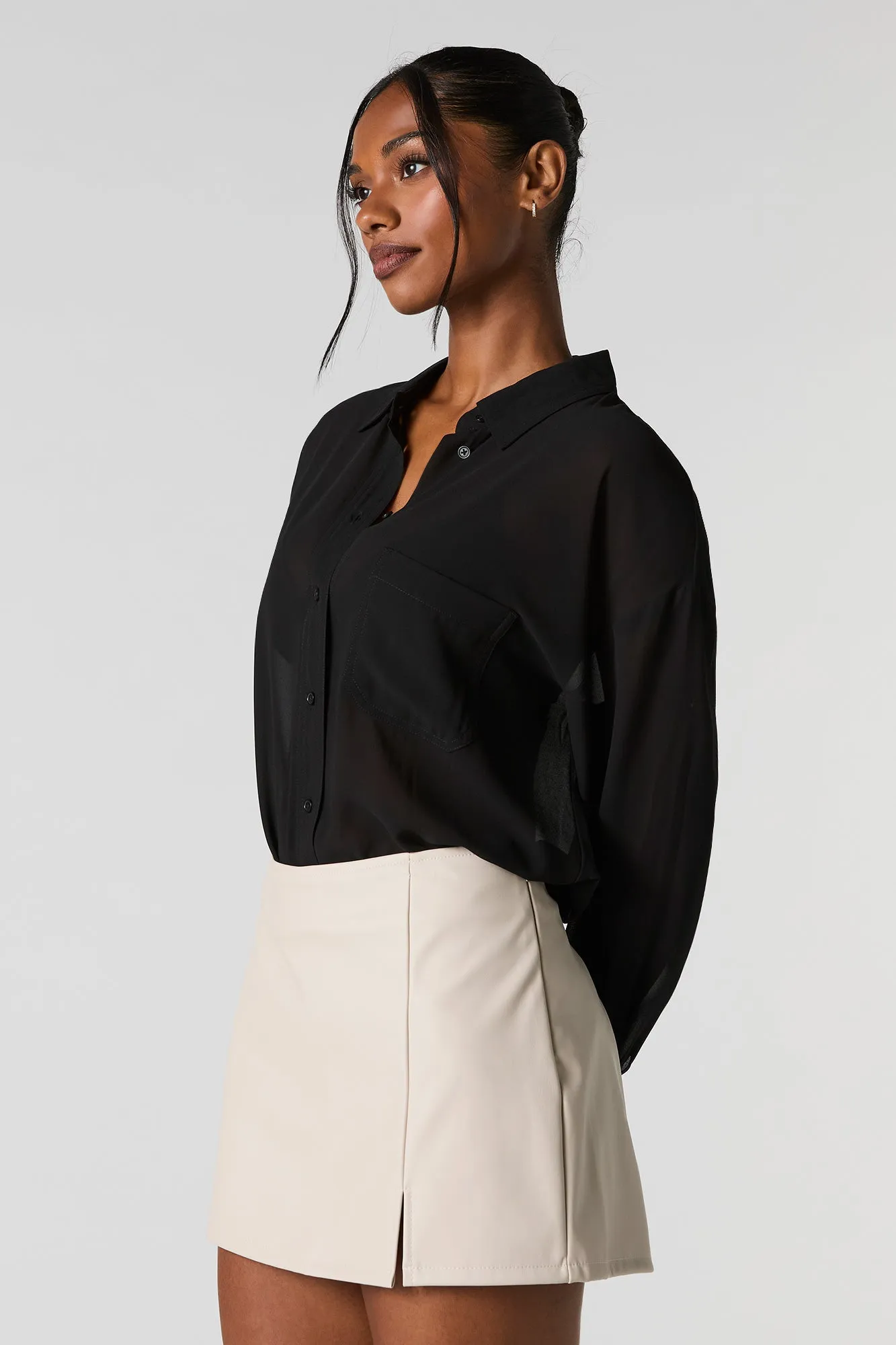 Faux Leather Slit Mini Skirt sold by Urban Planet