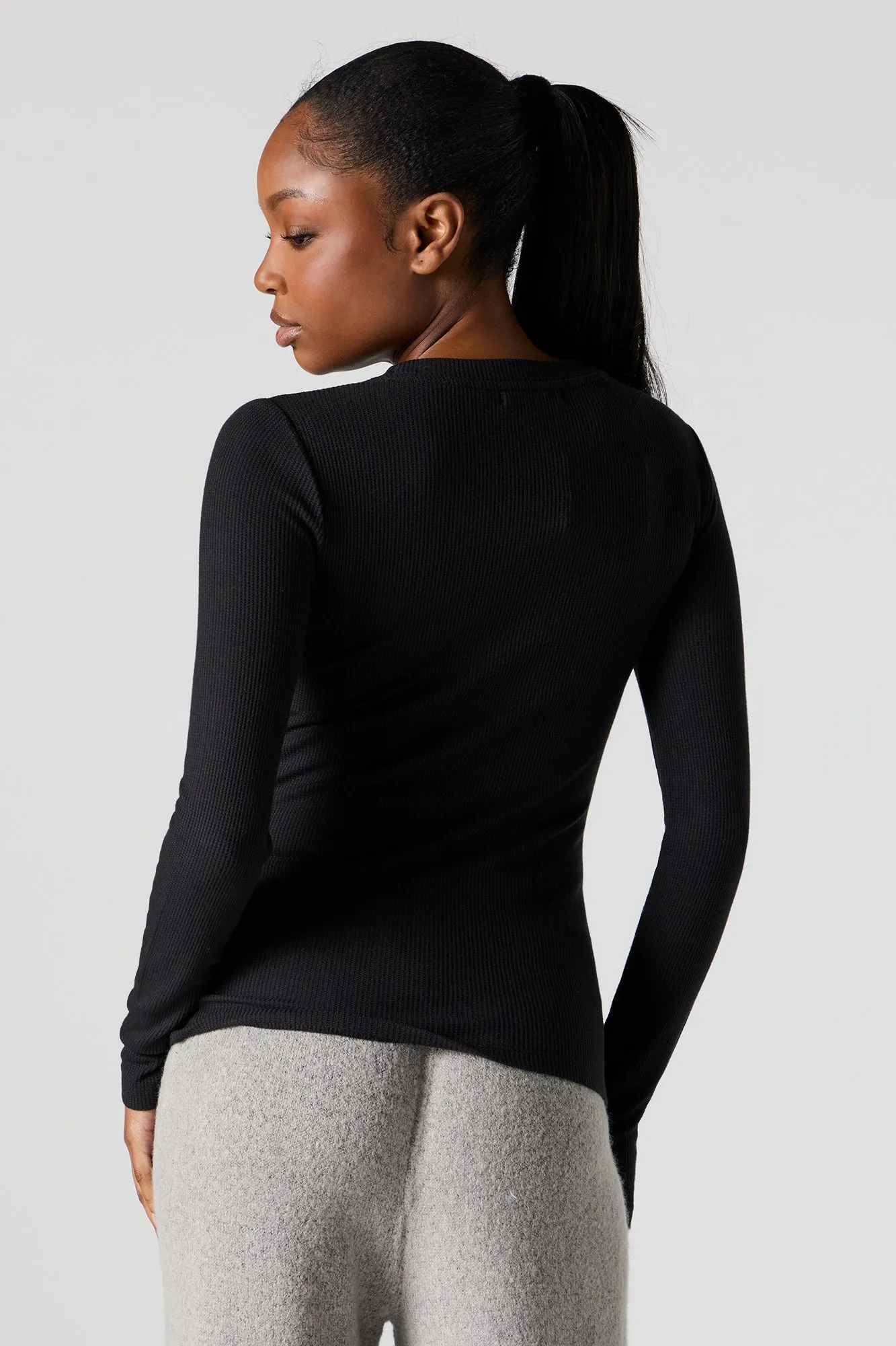 Haut en tricot gaufré à manches longues sold by Urban Planet product image thumbnail 5