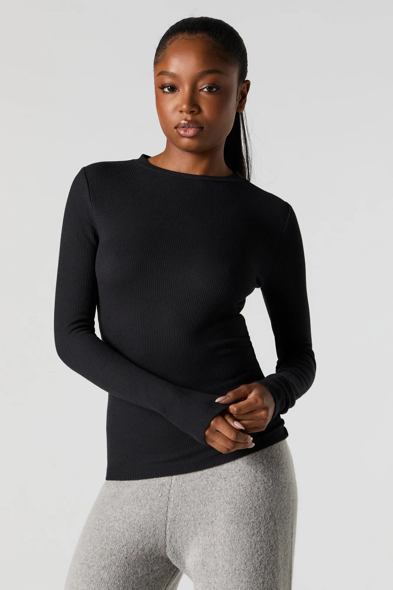 Haut en tricot gaufré à manches longues sold by Urban Planet product image thumbnail 4