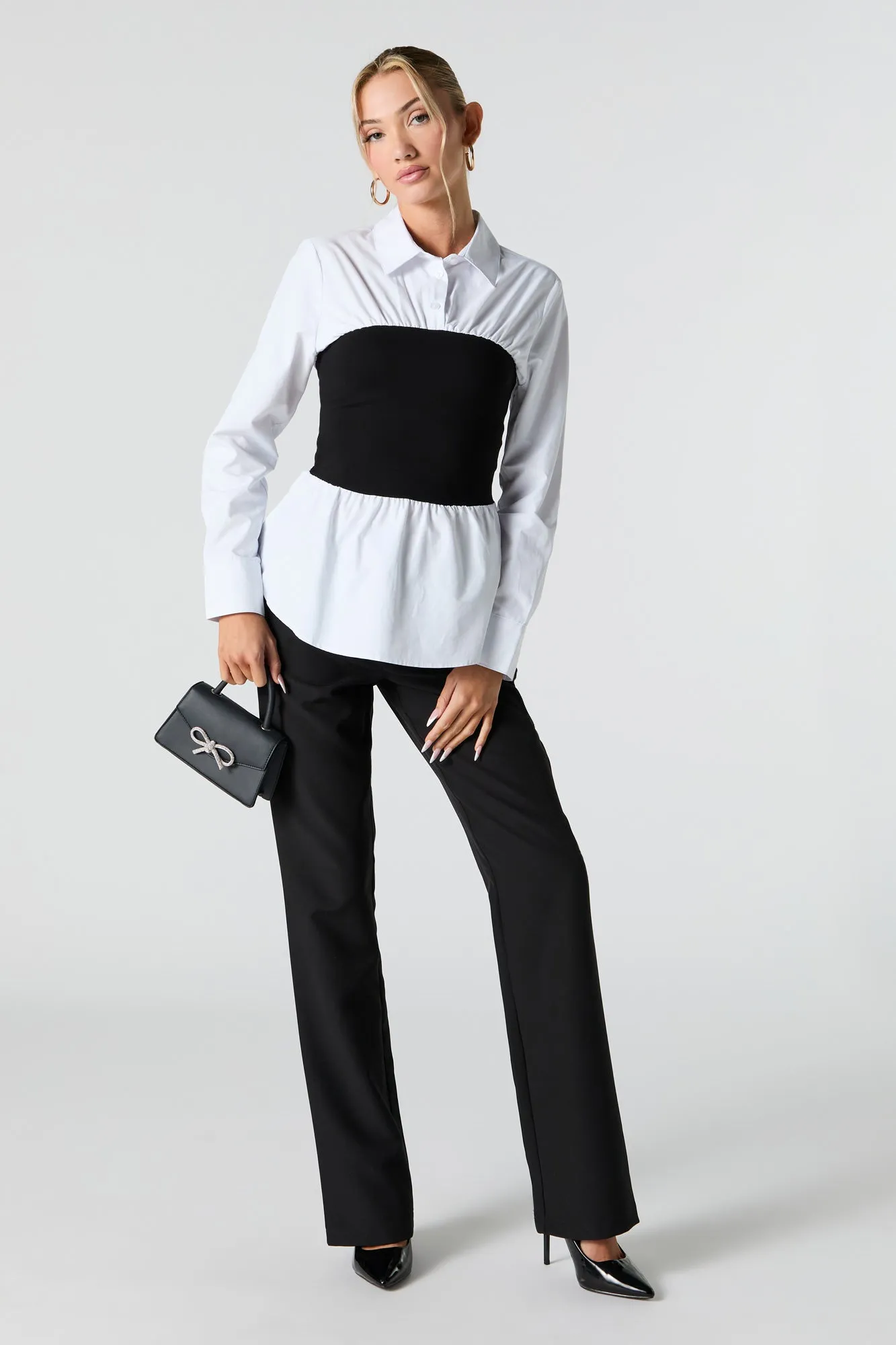 Button-Up Long Sleeve Combo Top sold by Urban Planet product image thumbnail 3