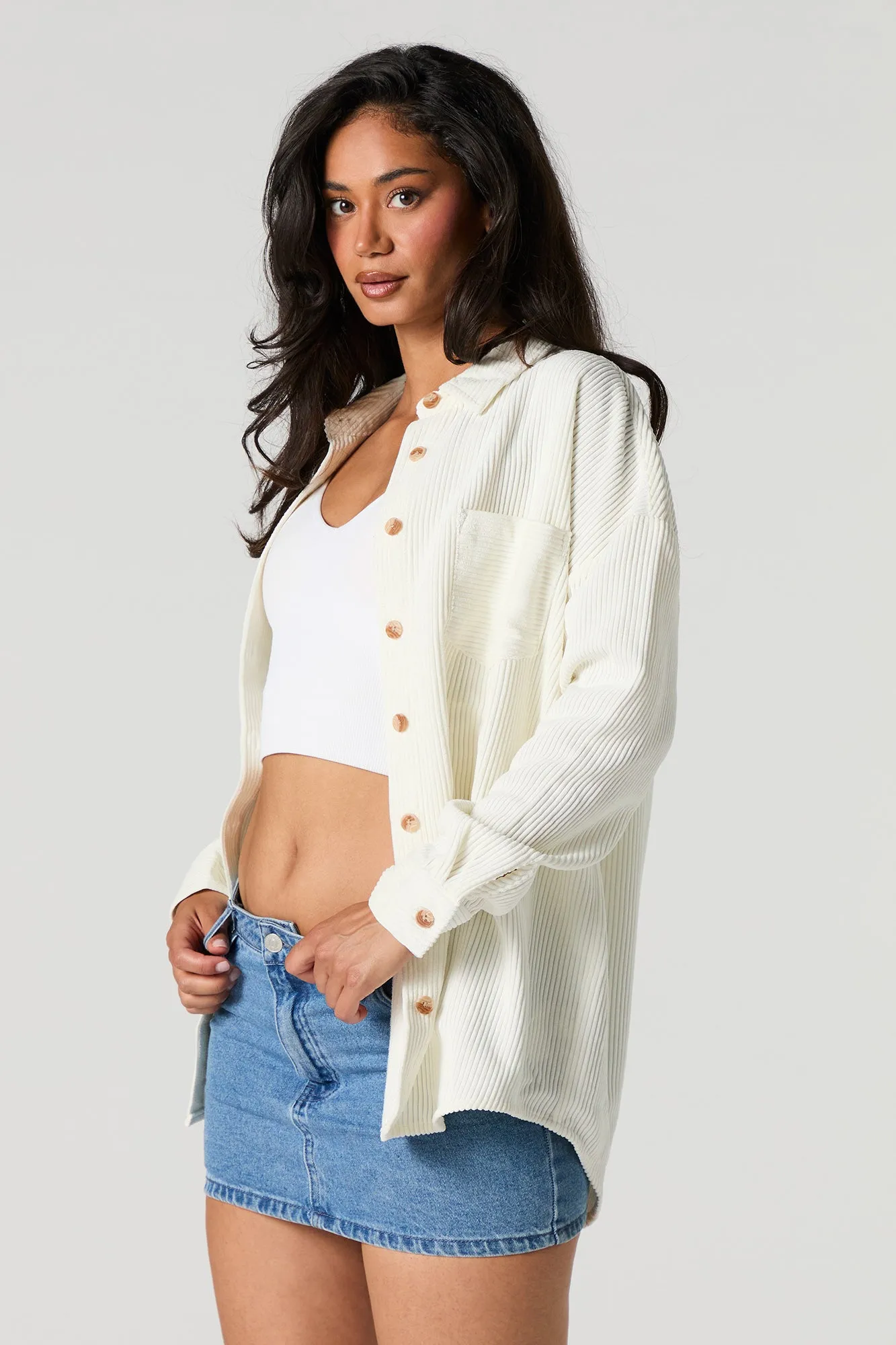 Corduroy Button-Up Top sold by Urban Planet product image thumbnail 4
