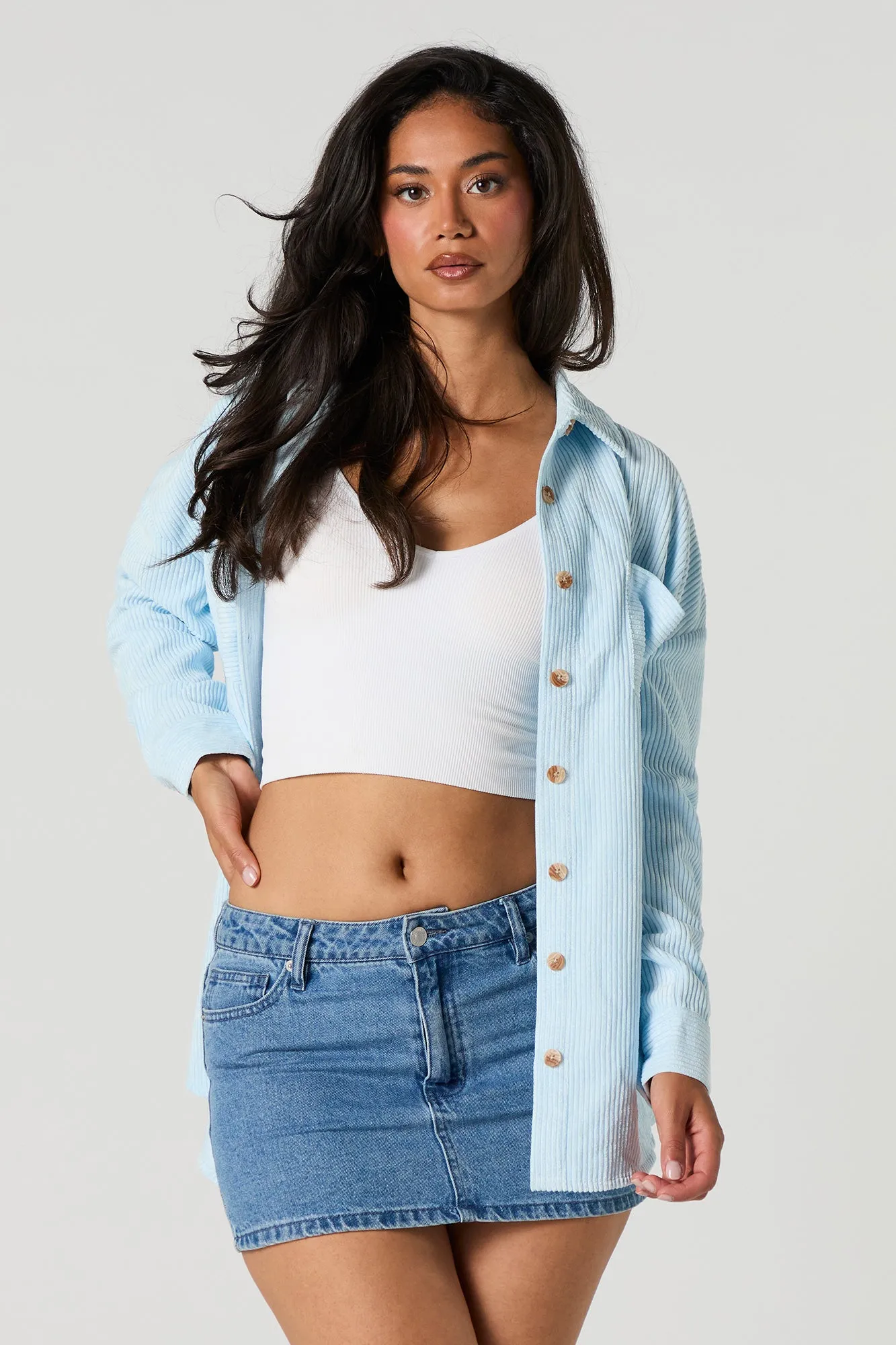 Corduroy Button-Up Top sold by Urban Planet