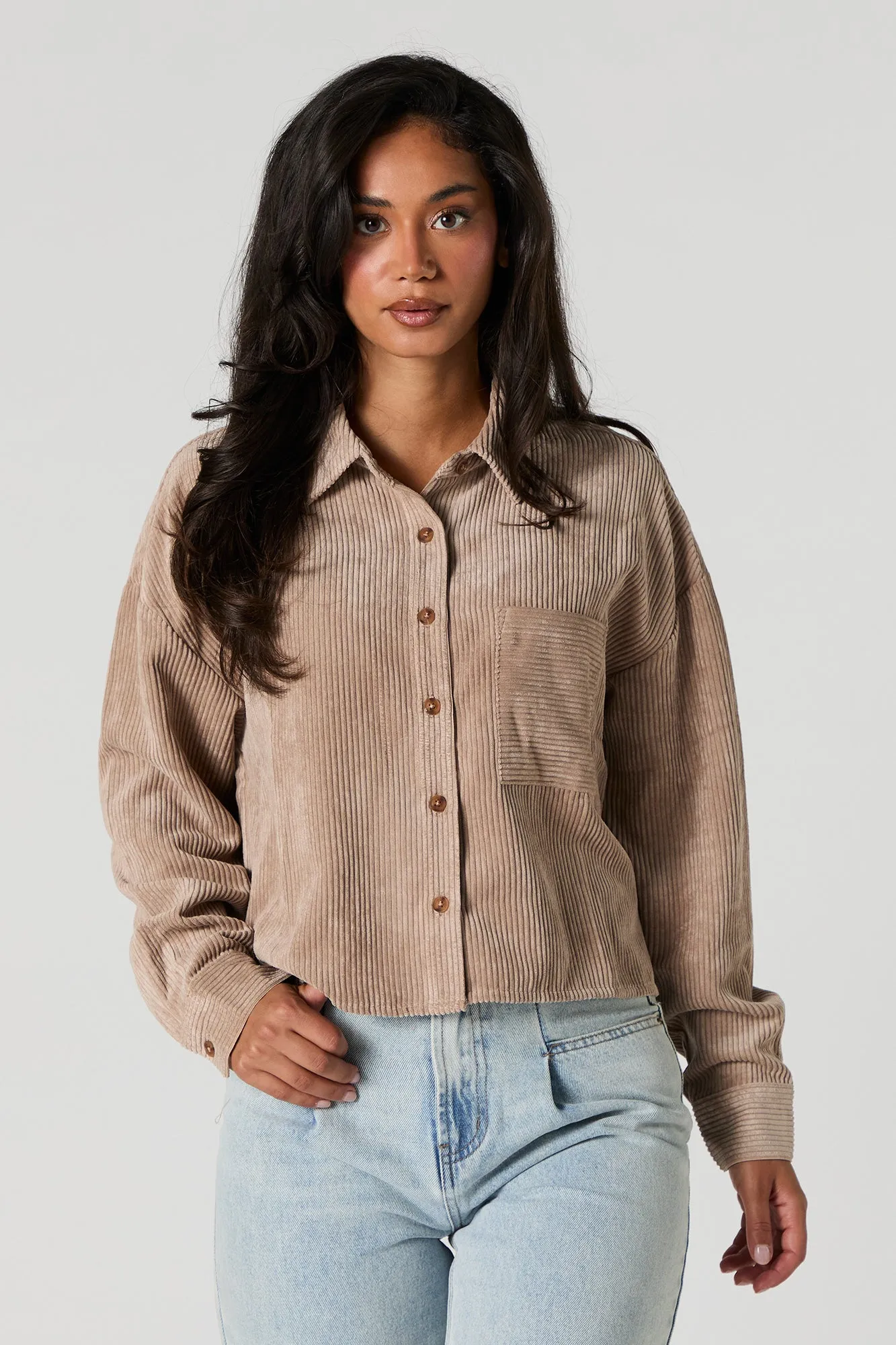 Corduroy Cropped Button-Up Top sold by Urban Planet product image thumbnail 4