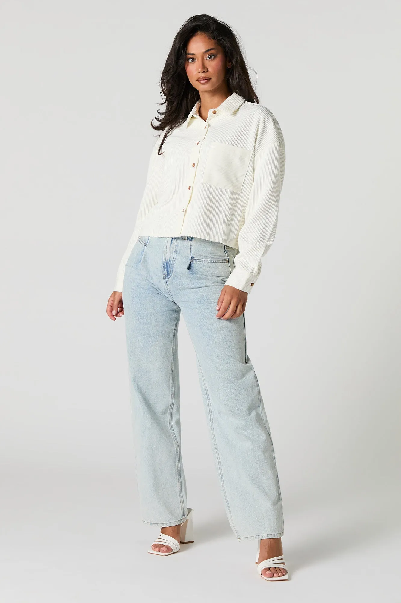 Corduroy Cropped Button-Up Top sold by Urban Planet product image thumbnail 3