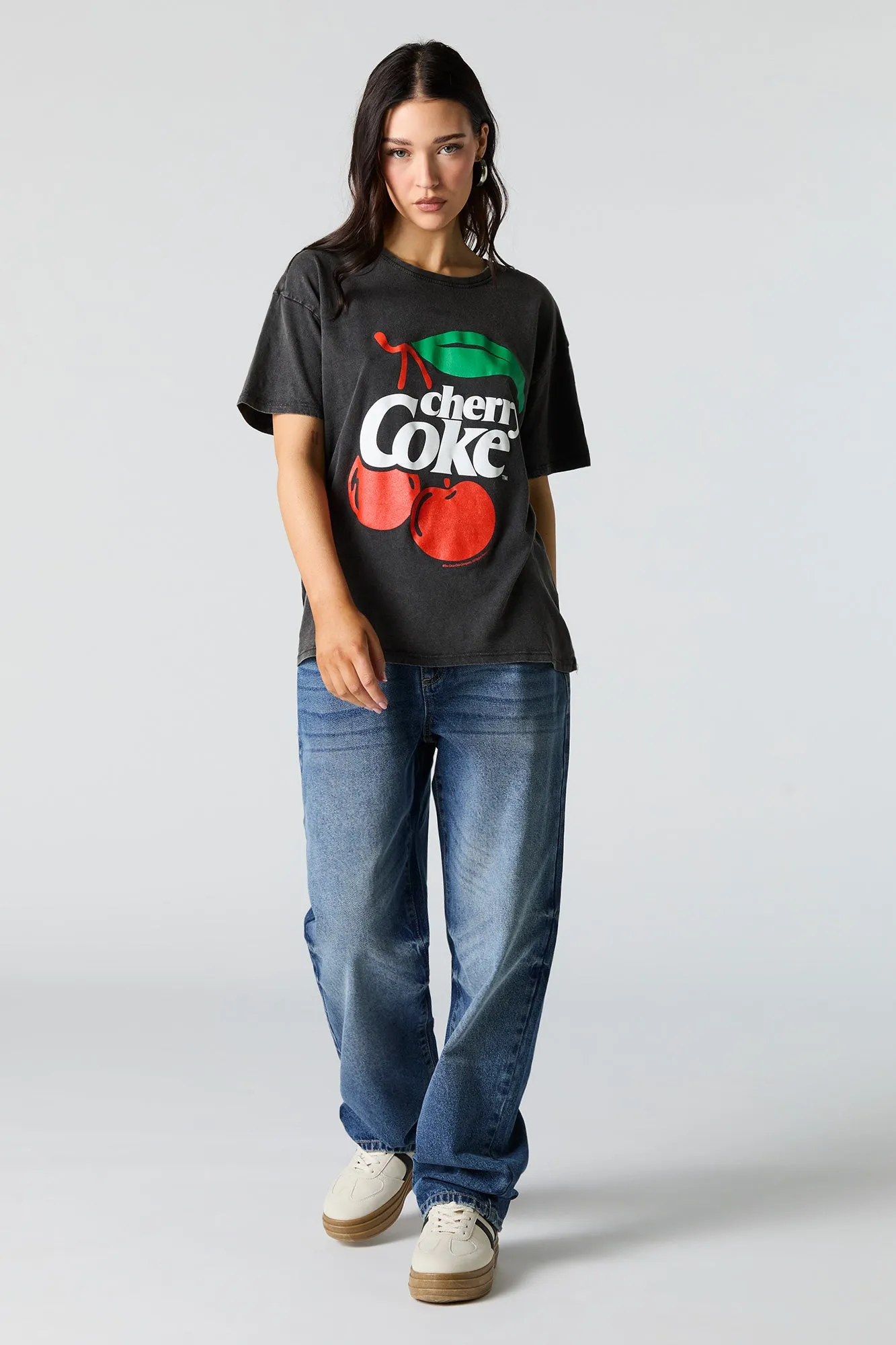 Cherry Coke Graphic Washed Boyfriend T-Shirt sold by Urban Planet product image thumbnail 3