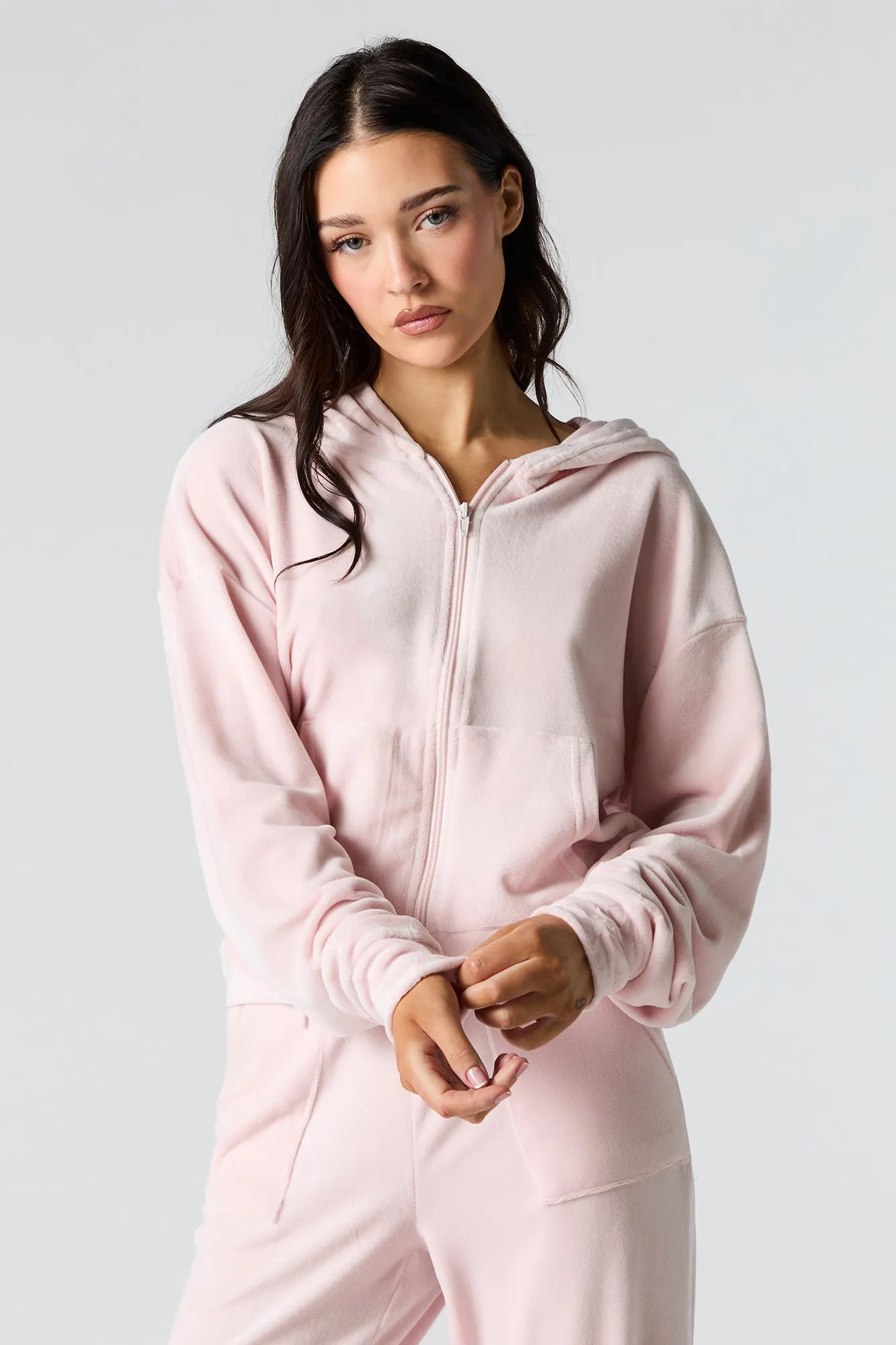 Active Velour Zip-Up Hoodie sold by Urban Planet product image thumbnail 4