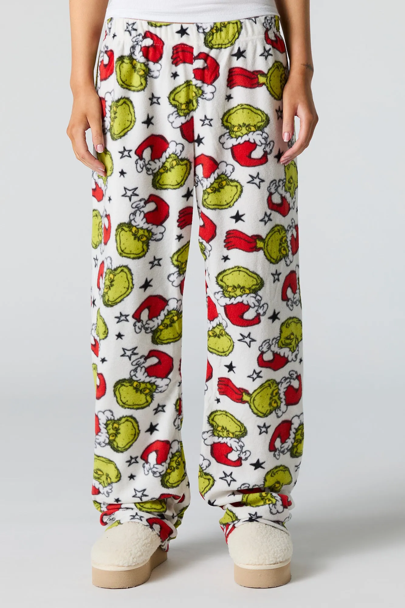 Christmas Grinch Print Plush Pajama Pant sold by Urban Planet product image thumbnail 2
