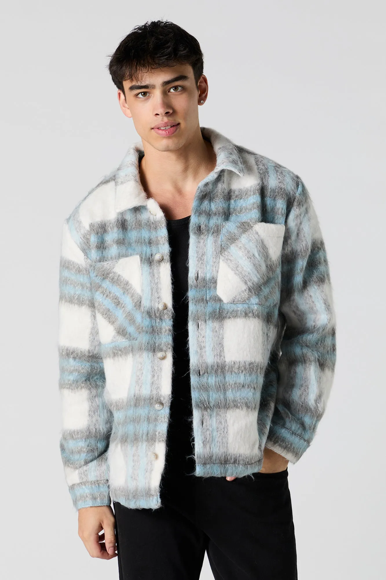 Faux Mohair Plaid Shacket sold by Urban Planet product image thumbnail 4