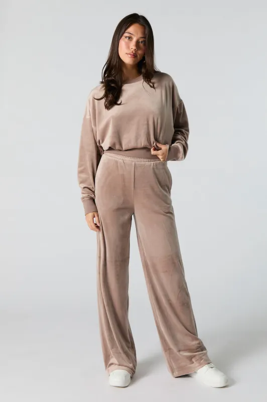 Velour Wide Leg Sweatpant sold by Urban Planet