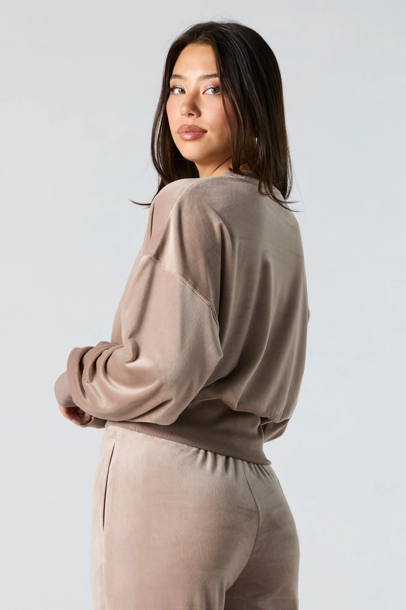 Velour Cropped Sweatshirt sold by Urban Planet product image thumbnail 2