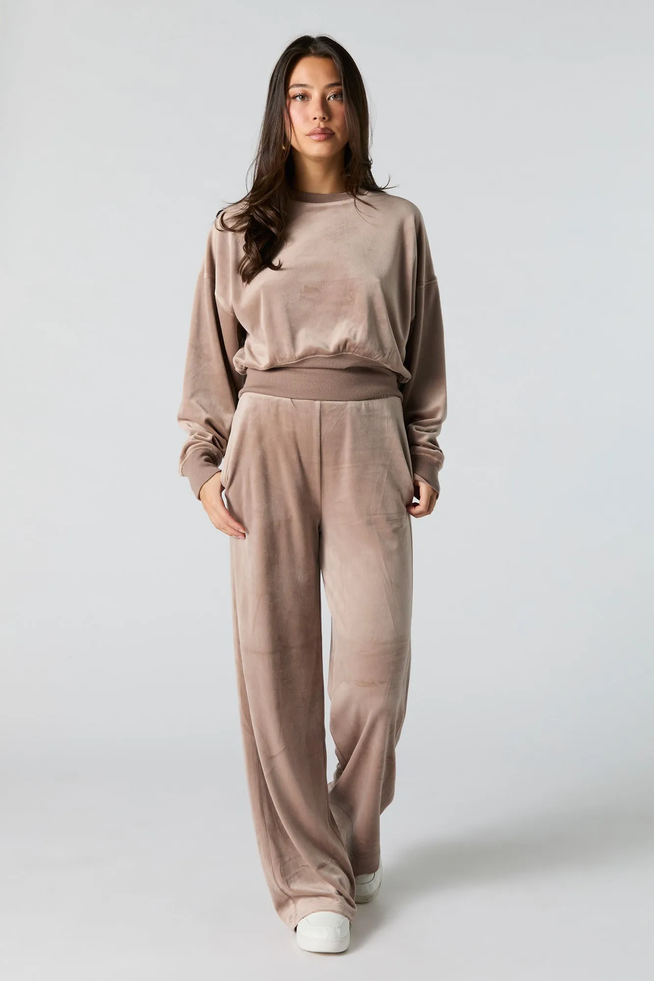 Velour Cropped Sweatshirt sold by Urban Planet product image thumbnail 3