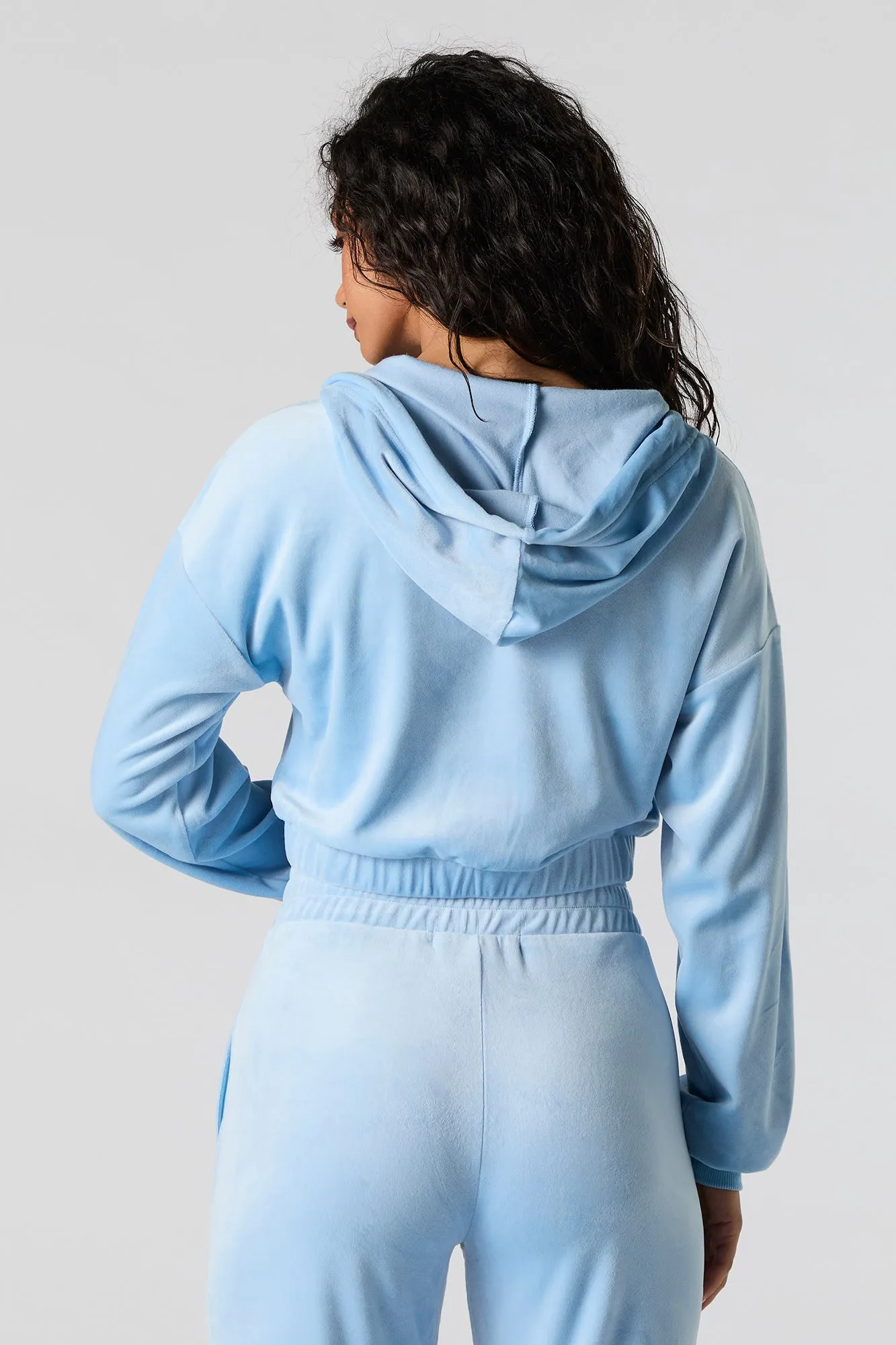 Velour Cropped Zip-Up Hoodie sold by Urban Planet product image thumbnail 2